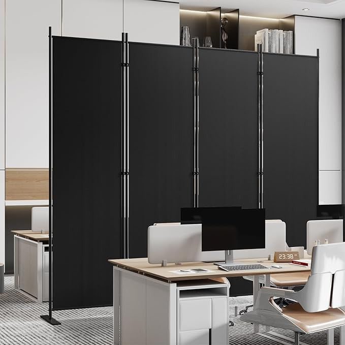4-Panel 6FT Folding Room Divider Black Privacy Screen Partition Wall Office