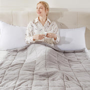 6kg Weighted Blanket, Silver Grey Teddy Fleece Quilted 125x180cm Anxiety Relief