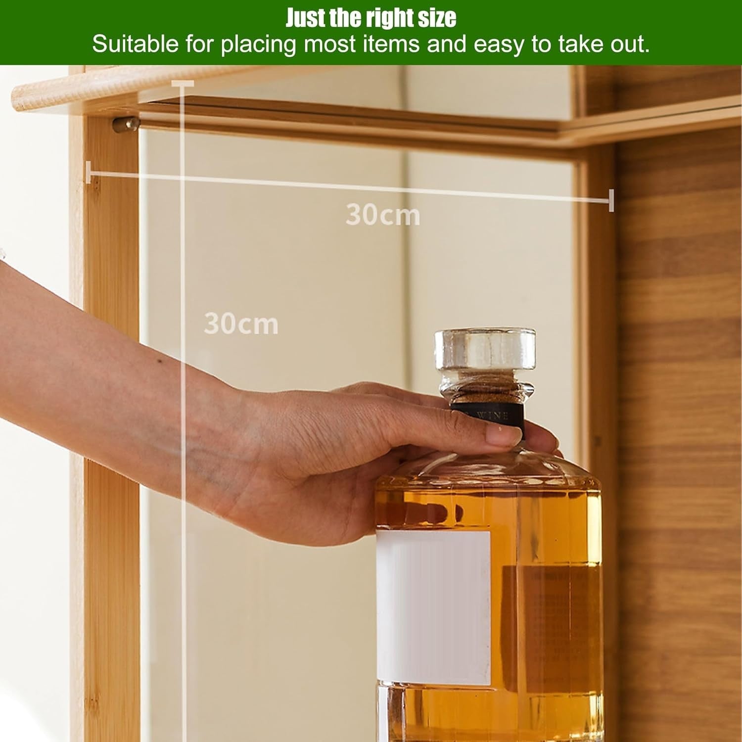 Tall Glass Liquor Cabinet with Doors | Bar Display Storage Shelf Wood L70cm