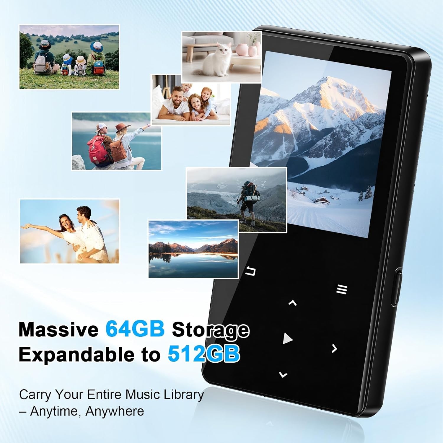 64GB MP3 Player Bluetooth 5.3 HiFi FM Radio 128GB Black