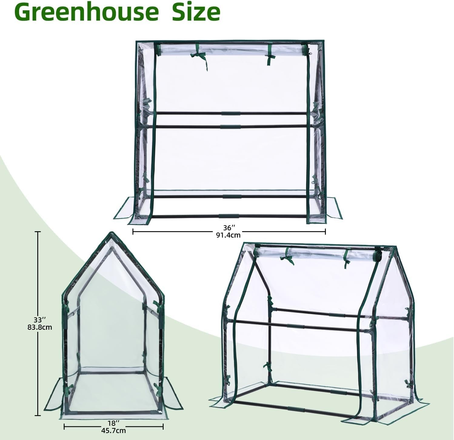 Mini Greenhouse for Indoor Outdoor Plants PVC Waterproof Cover 91x45x84cm