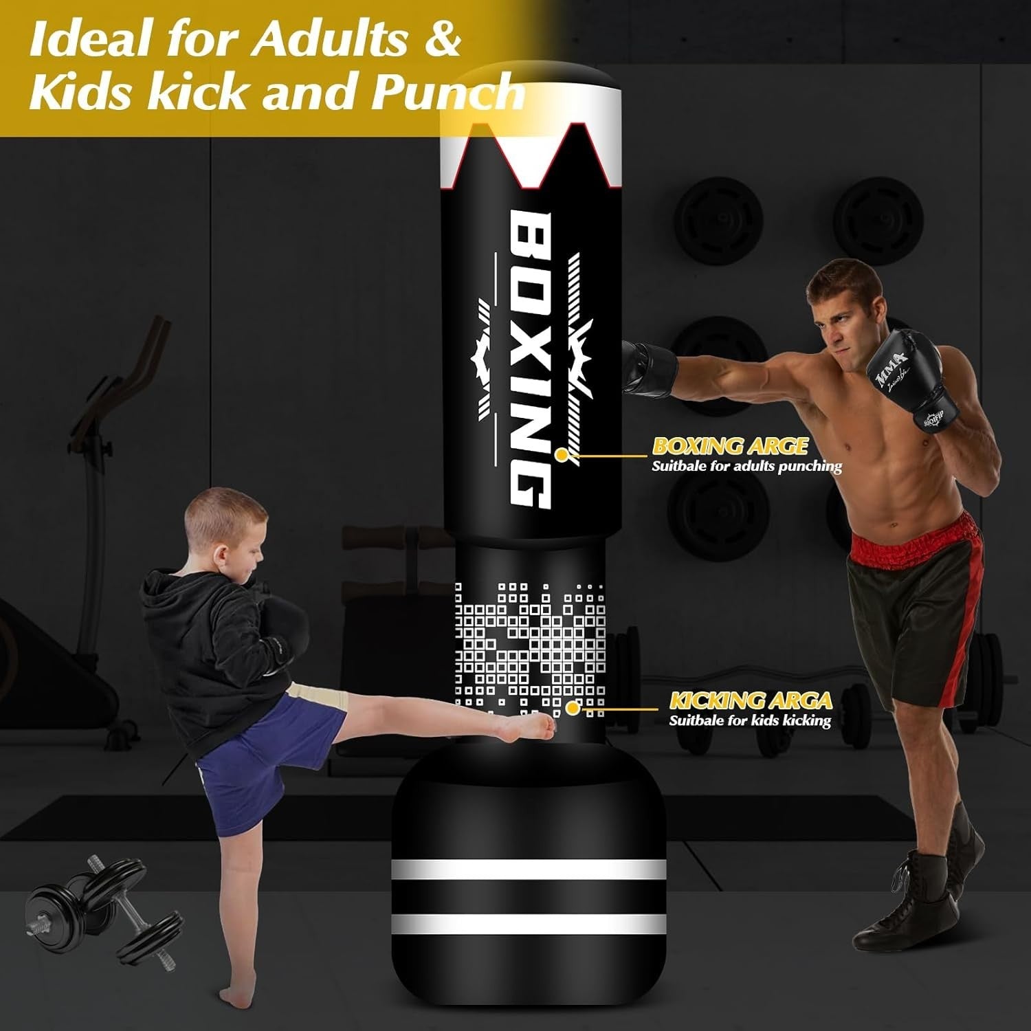 Upgraded 70in Inflatable Boxing Punch Bag Adult MMA Fitness Trainer