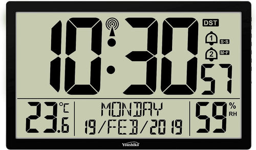 XXL Jumbo Silent Wall Clock Radio Controlled Temperature Humidity Display
