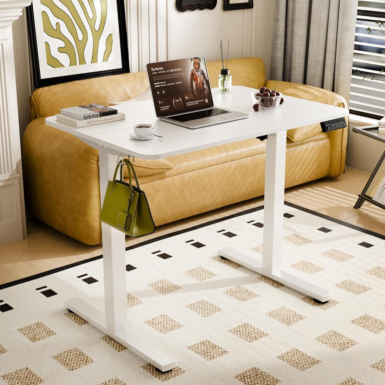 Electric Standing Desk Height Adjustable Stand Home Office Table 90x60cm
