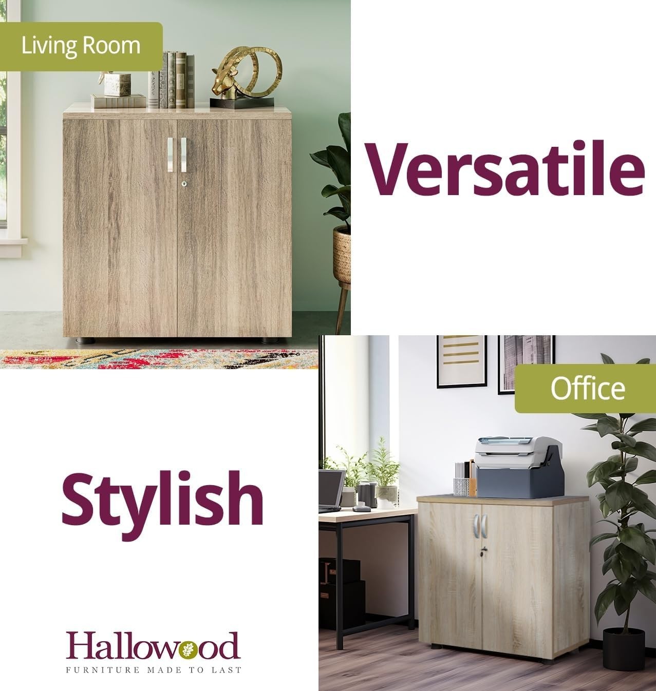Oak Effect Lockable Office Cupboard Storage Cabinet with Shelf