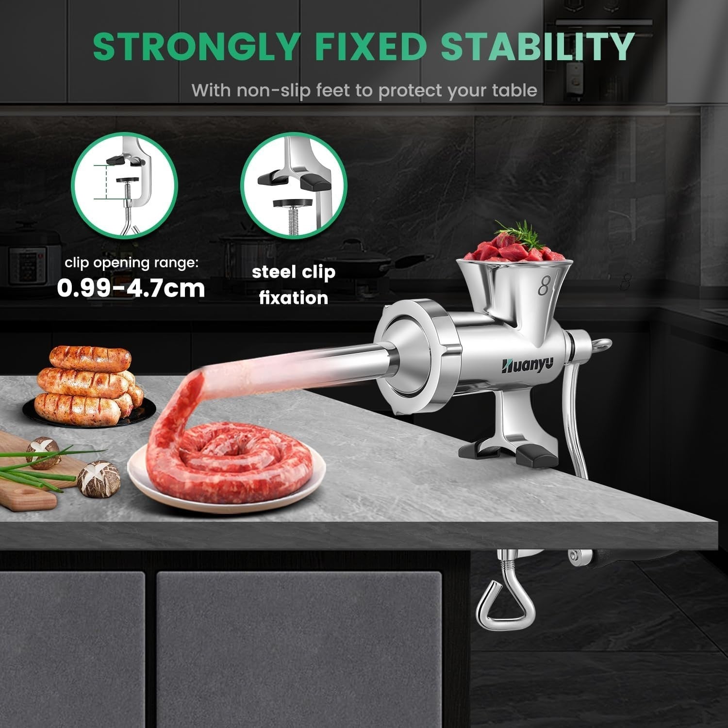 Manual Stainless Steel Meat Grinder Sausage Maker Mincer M8