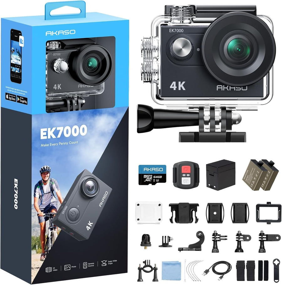 4K Action Camera 20MP Waterproof WiFi Sports Cam 64GB Kit