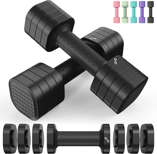 Women Adjustable Dumbbells 2–5lb Pair 4-in-1 Non-Slip Compact Home Gym