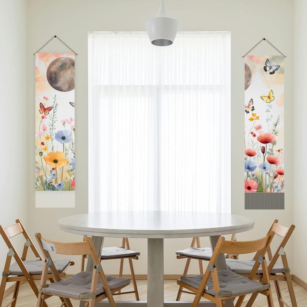 Boho Zoo Animal Tapestry 2pcs 45.7x13in Vertical Wall Hanging