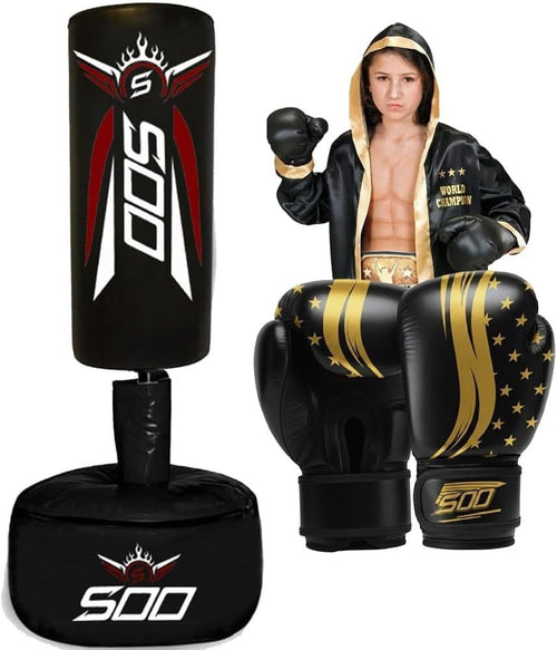 Kids Boxing Punch Bag 3ft–4ft Adjustable MMA Training Set Gloves