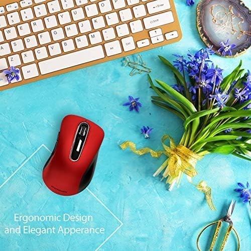 Red 2.4G Wireless Mouse 1400 DPI USB 5 Button Ergonomic Laptop