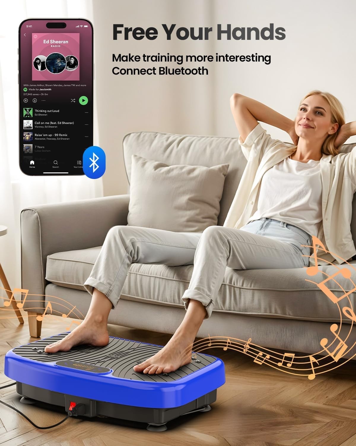 Blue Vibration Plate Exercise Machine 200 Speeds Lymphatic Drainage 450lb