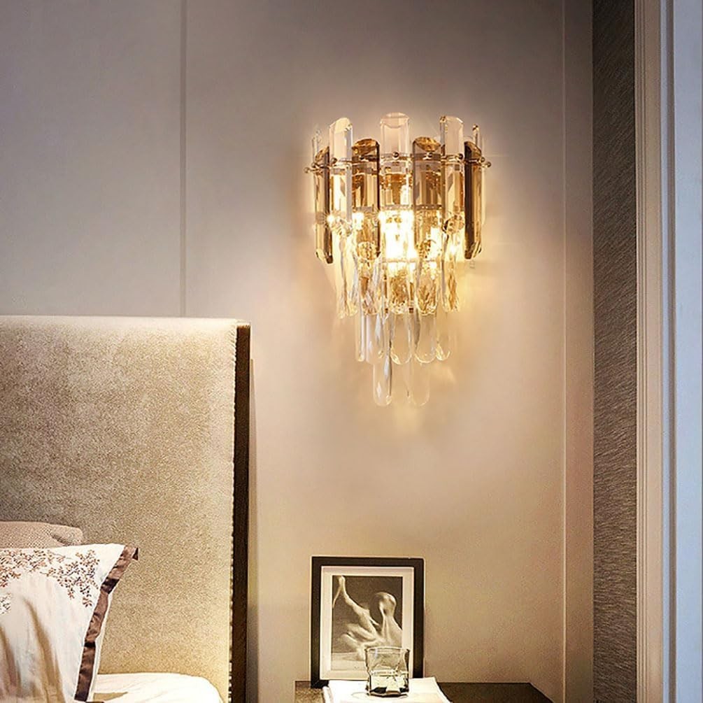 Crystal Wall Sconce Light E14 Luxury Glass Lamp for Bedroom Hotel
