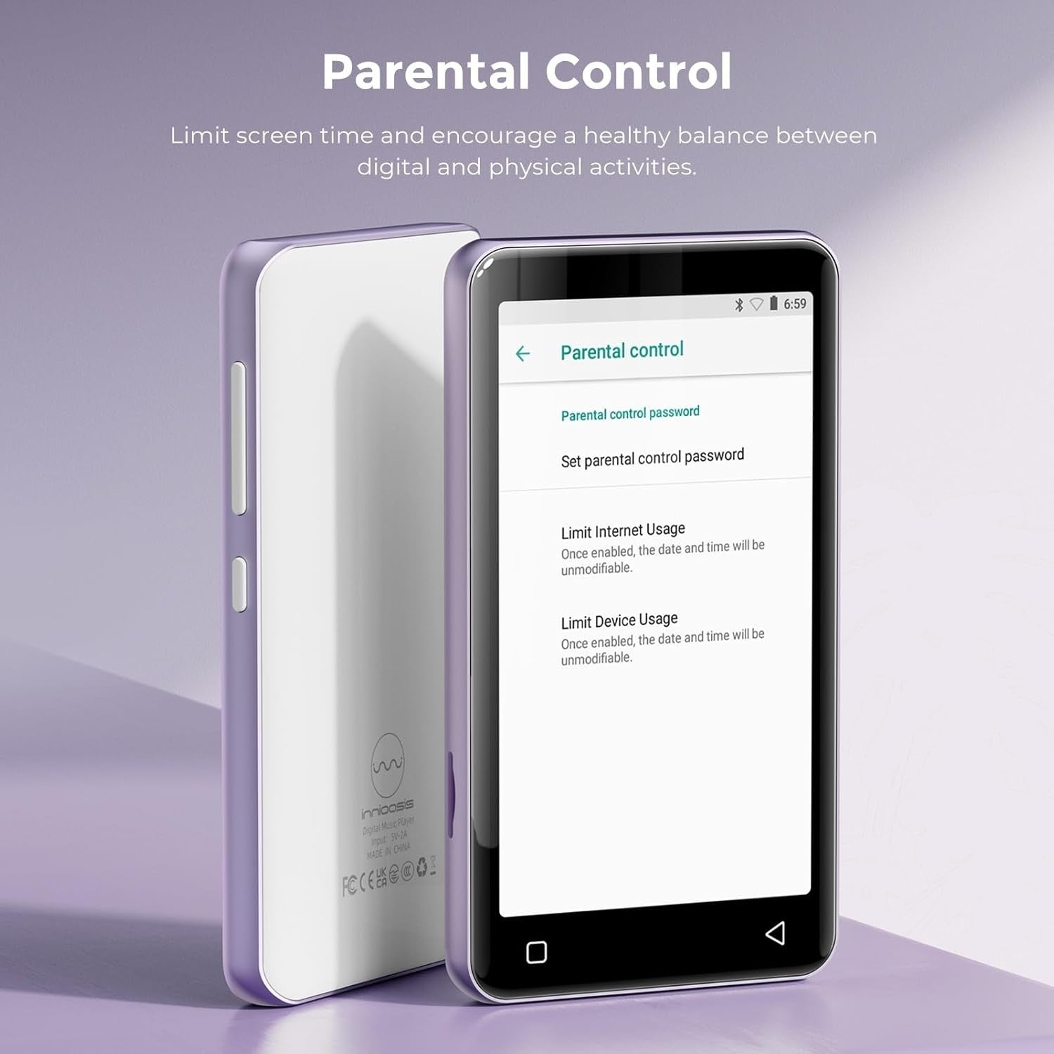 WiFi MP3 Player 80GB Bluetooth Kids Touchscreen Parental Controls