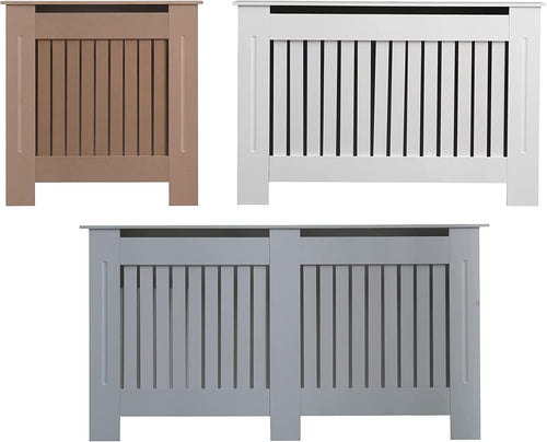 Large White Radiator Cover | Modern MDF Vertical Slat Cabinet – Elegant Design