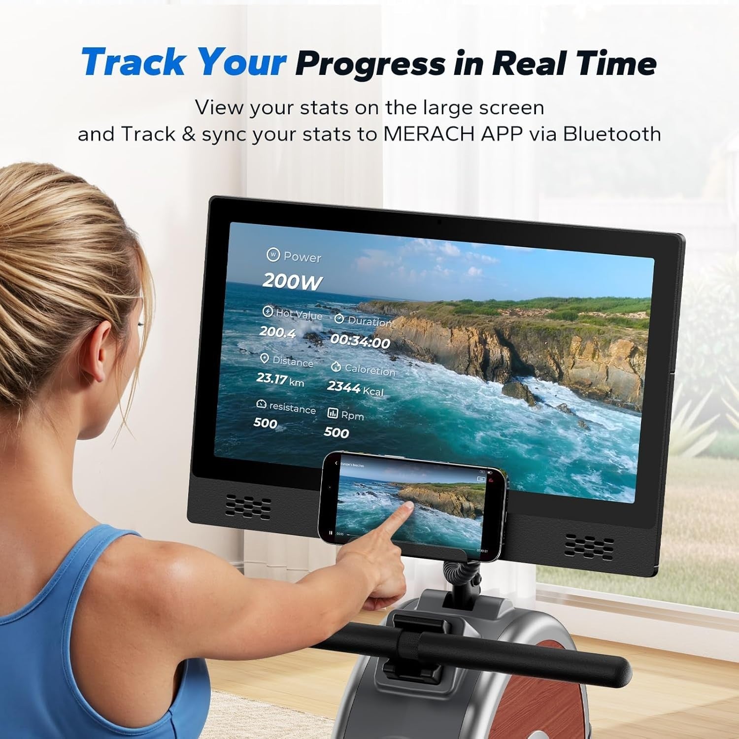 Magnetic Rowing Machine 16-Level Quiet Dual Rail App Compatible Home Gym Rower