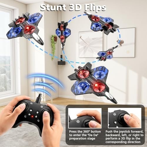 Kids Foam Airplane Drone RC Quadcopter with Auto Hover, 3D Flips & LEDs