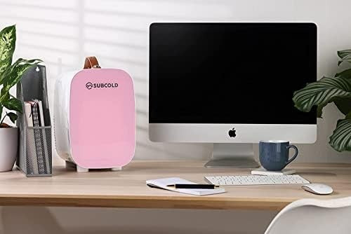 6L Mini Fridge Cooler USB & AC Portable for Bedroom Car Office Pink