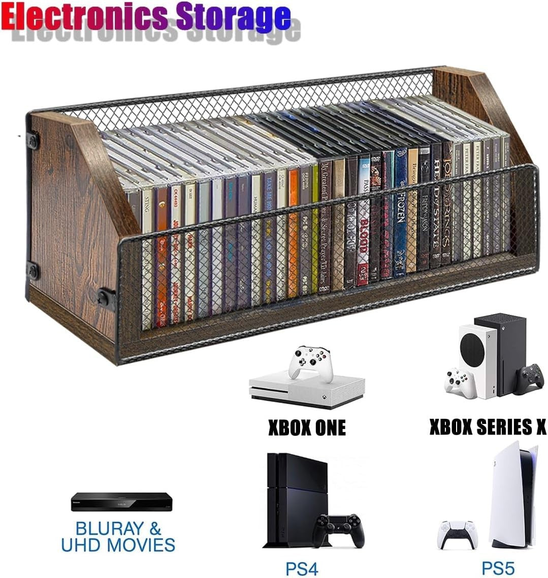 CD Storage Rack Holds 64 Cases Desktop Organizer DVD Game Shelf