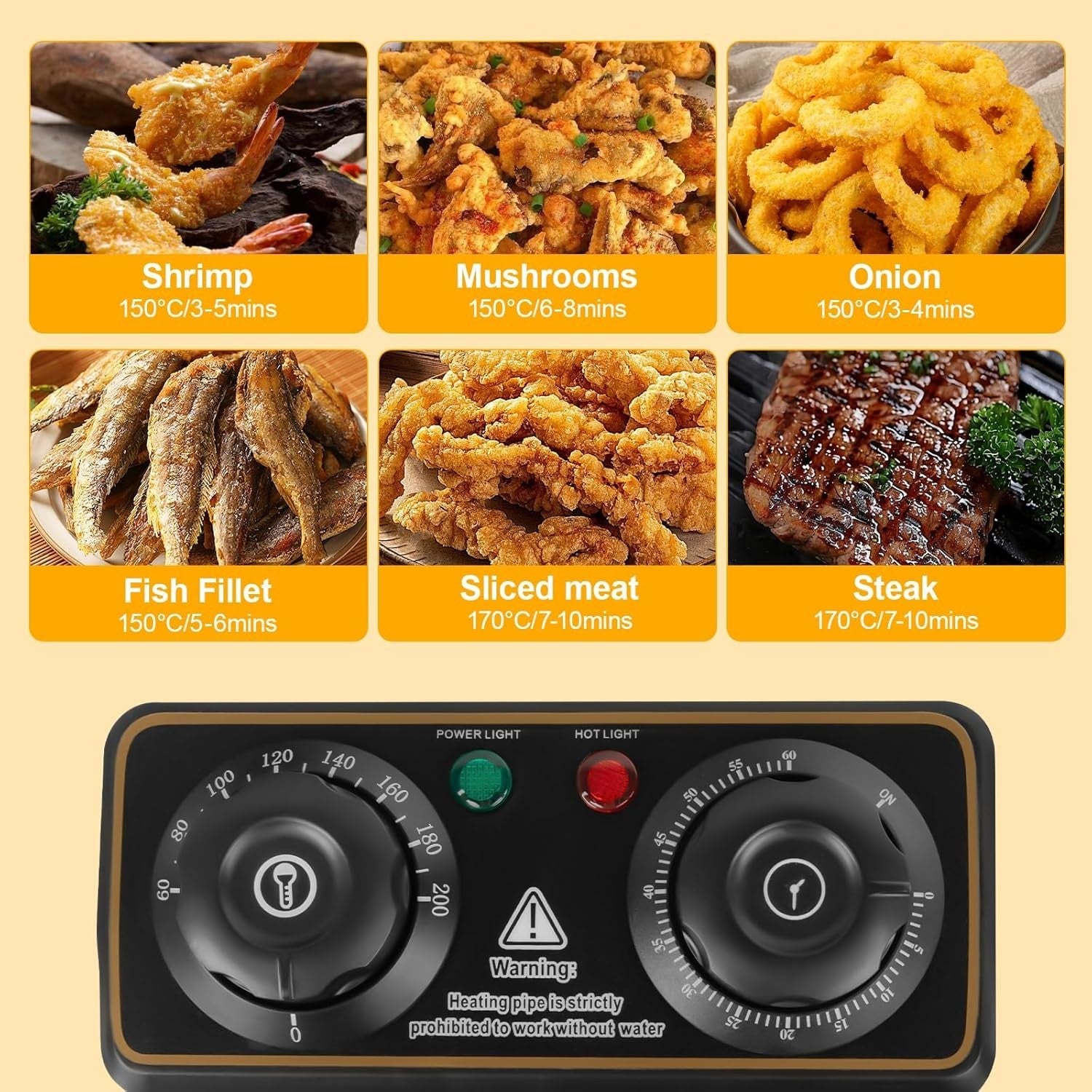 5L Deep Fat Fryer Stainless Steel 2000W Adjustable Temp Viewing Window