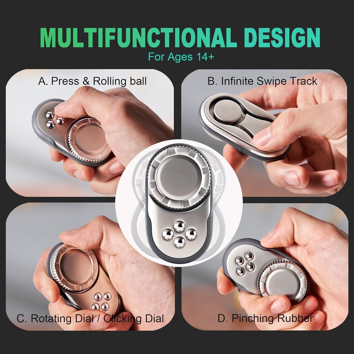 Metal Desk Fidget Toy Multi-Function Sensory Stress Relief Focus Tool