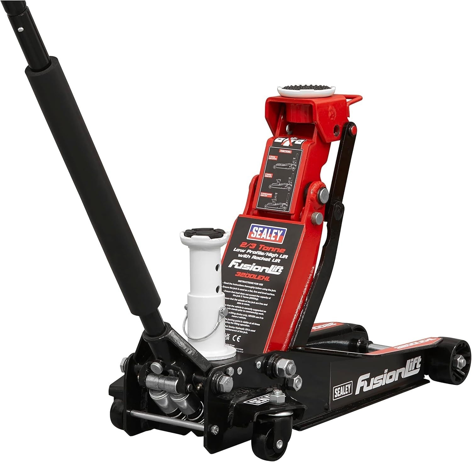3 Ton Low Profile High Lift Trolley Jack Super High Reach Rocket Lift 98–770mm