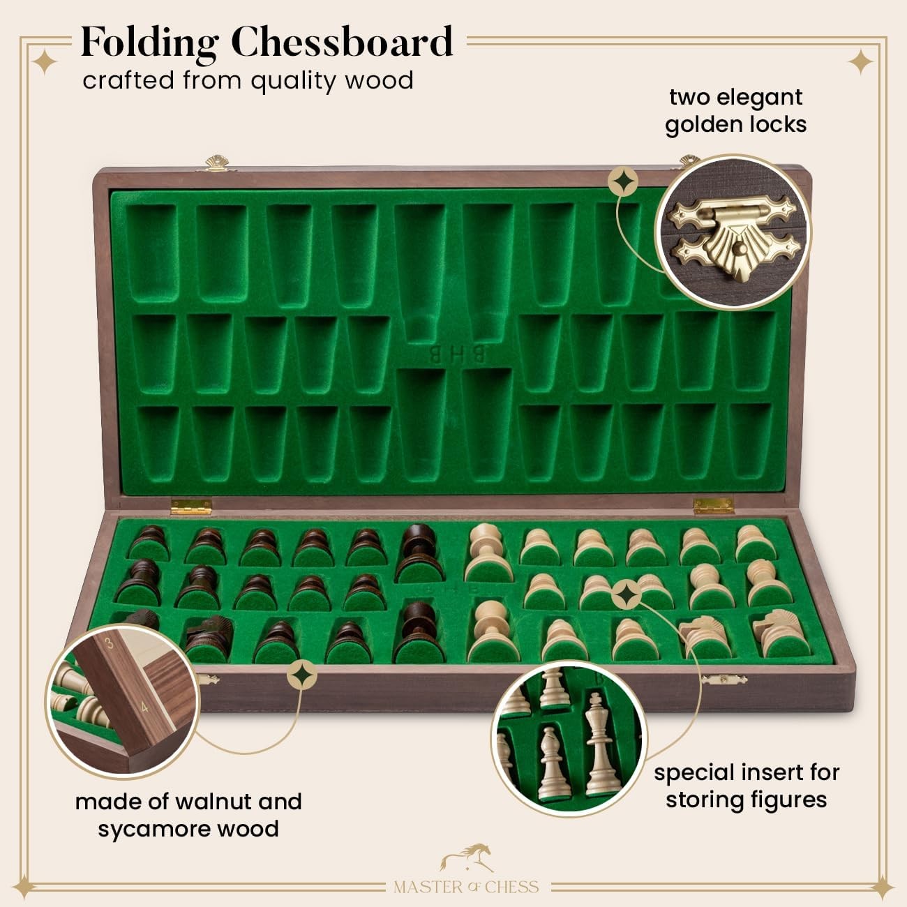 54cm Luxury Tournament Wooden Chess Set – Weighted Staunton No.6 Pieces