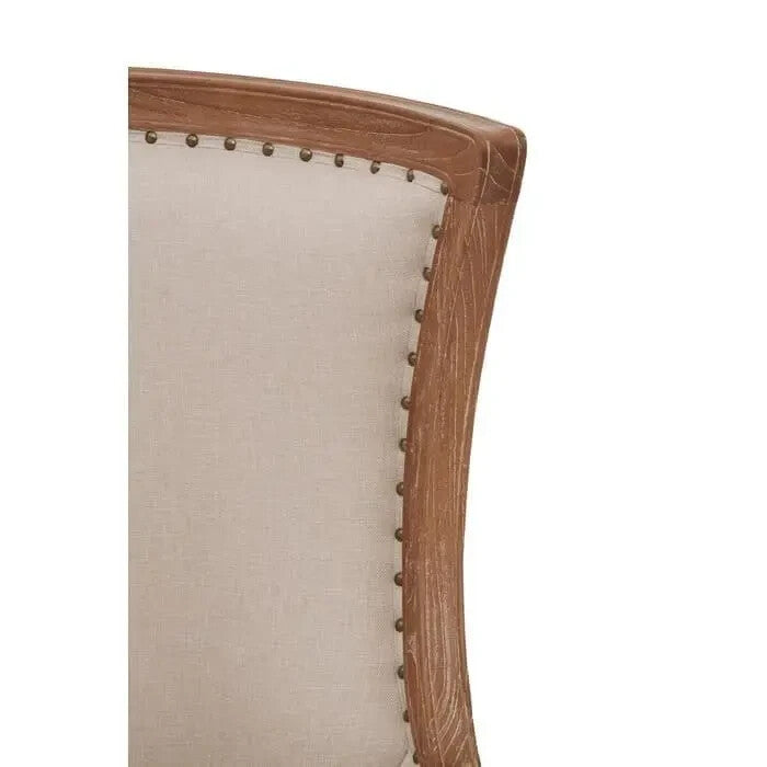 High Back Cream Accent Chair Mahogany Frame Vintage Throne Style Seat