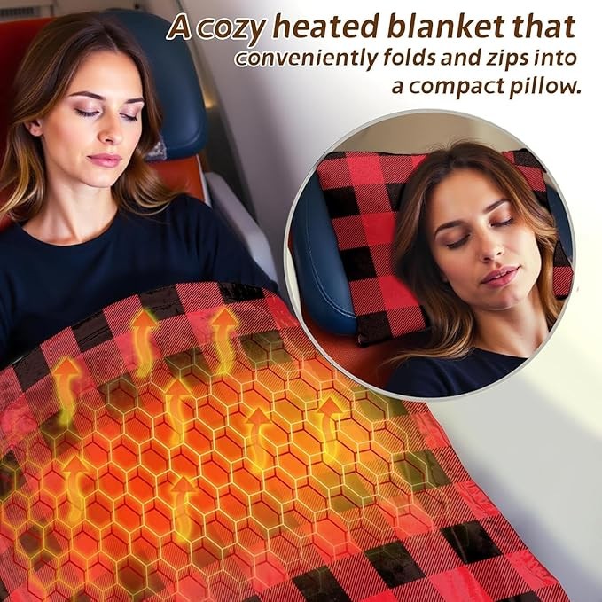Electric Heated Car Blanket 12V Portable Travel Throw 3 Heat Levels Washable