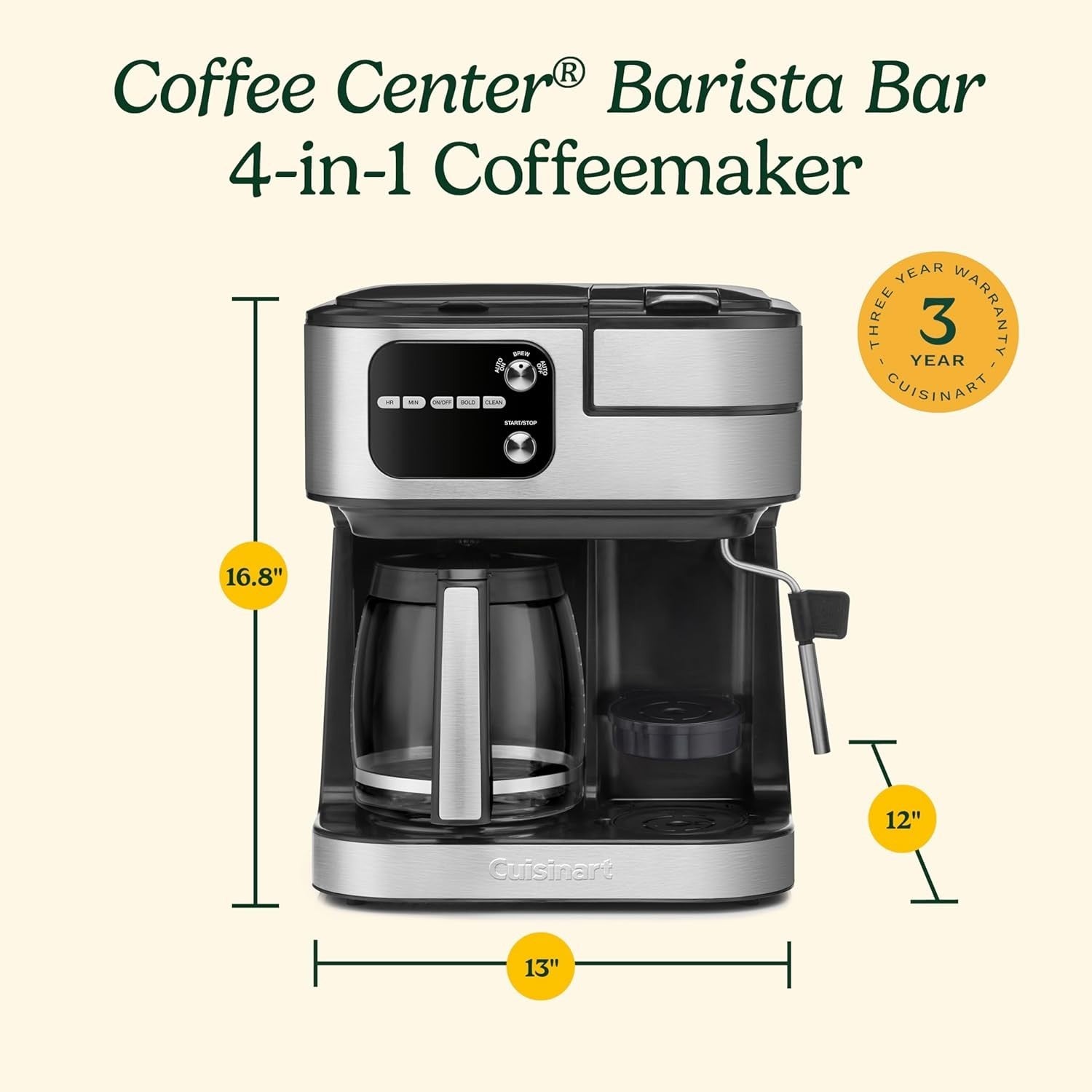 4-in-1 Barista Coffee Maker With Frother Drip & Capsule Compatible 72oz Tank