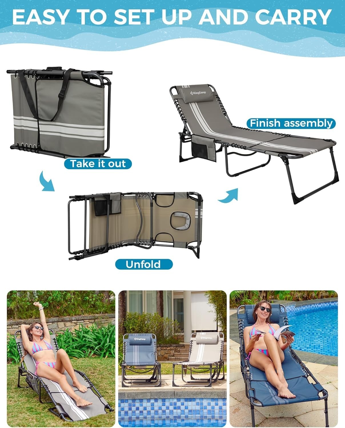 Reclining Folding Sun Lounger w/ Face Hole Garden Bed Chair Beach Patio Spa