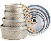 Ceramic Mixing Bowls with Airtight Lids Nesting Salad Storage Set