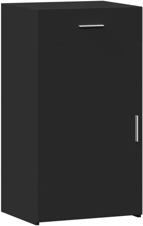 Black Engineered Wood Sideboard Cabinet with Drawer & Cupboard – Compact Storage