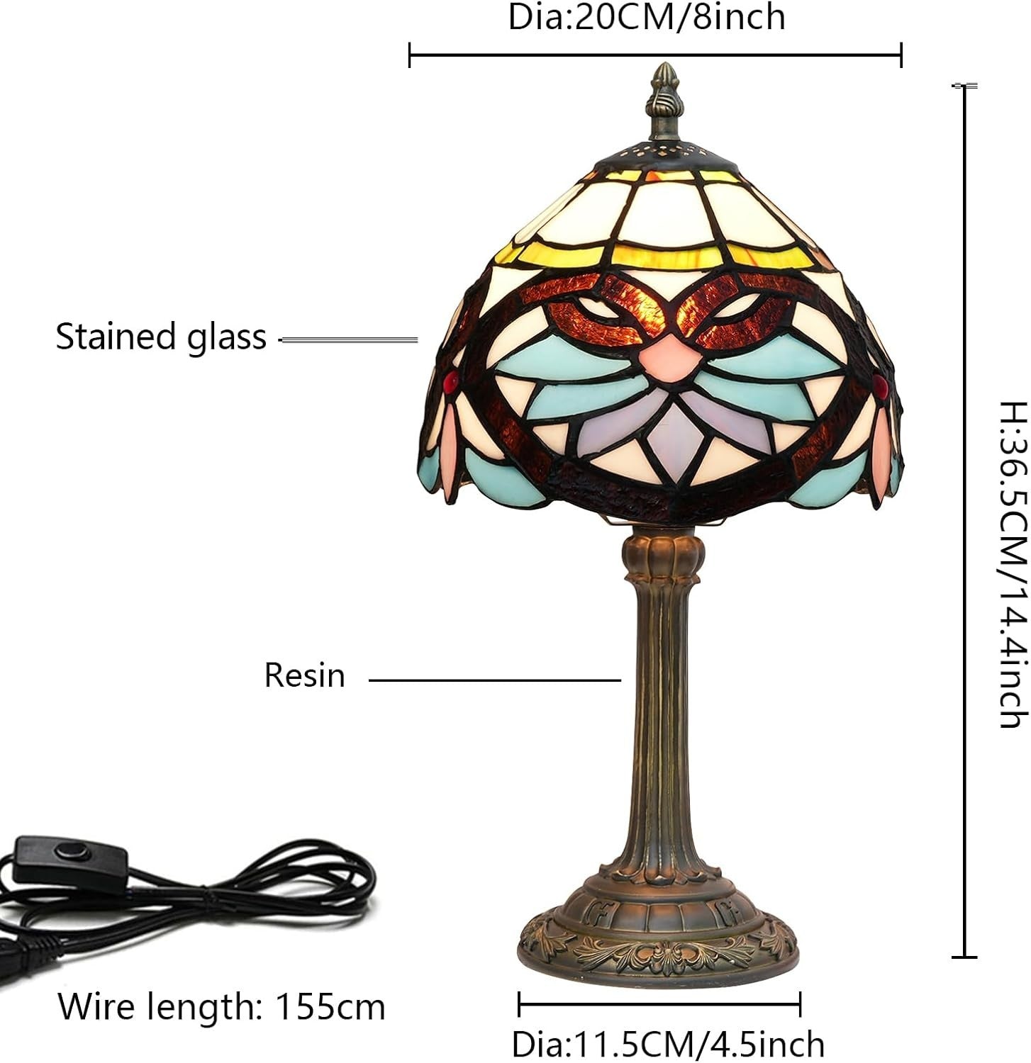 Stained Glass Tiffany Table Lamp - Bedside, Bedroom, Living Room Decor