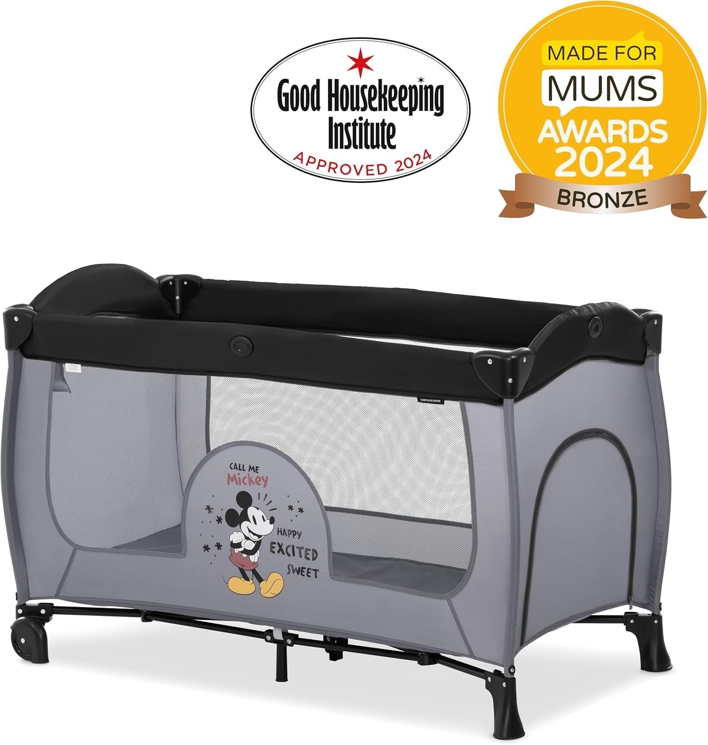 Travel Cot Changing Mat Wheels Storage Bag Newborn Bed Foldable 120x60cm Grey