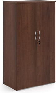 Walnut Lockable Office Cupboard 3 Shelves Double Door Storage Cabinet 144cm