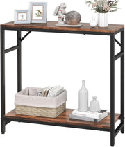Narrow Sofa & Console Table 2-Tier Storage, Sturdy Wood & Metal, Multiuse