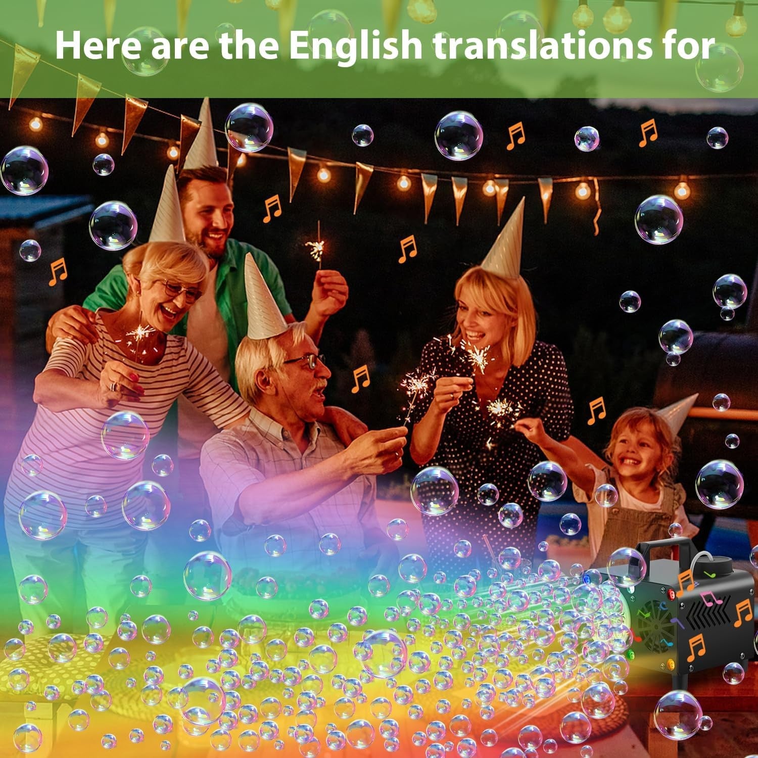 Bluetooth Speaker Bubble Machine LED Lights Remote Party Maker