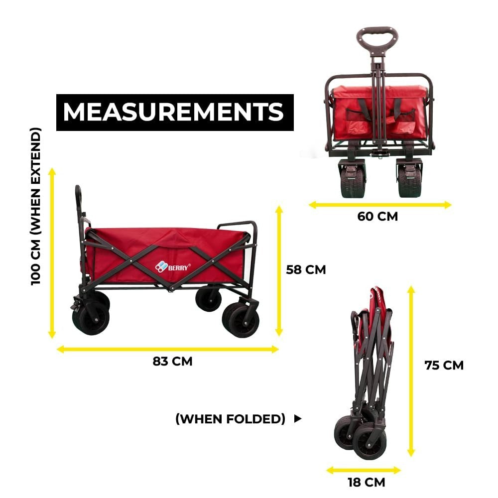 Red Heavy Duty 150kg Folding Festival Wagon All-Terrain Camping Beach Trolley