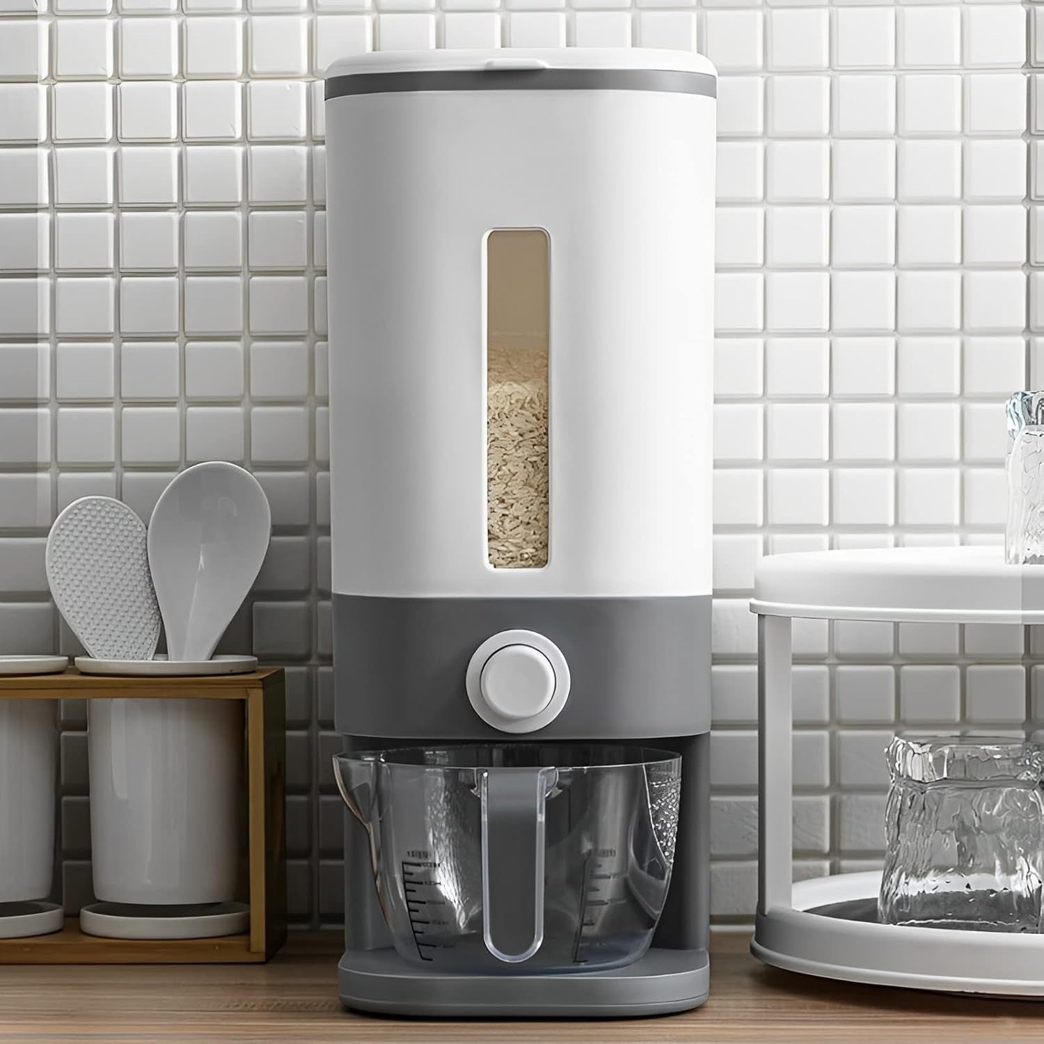 23LBS Rice Dispenser Airtight BPA Free Grain Storage w Drawer
