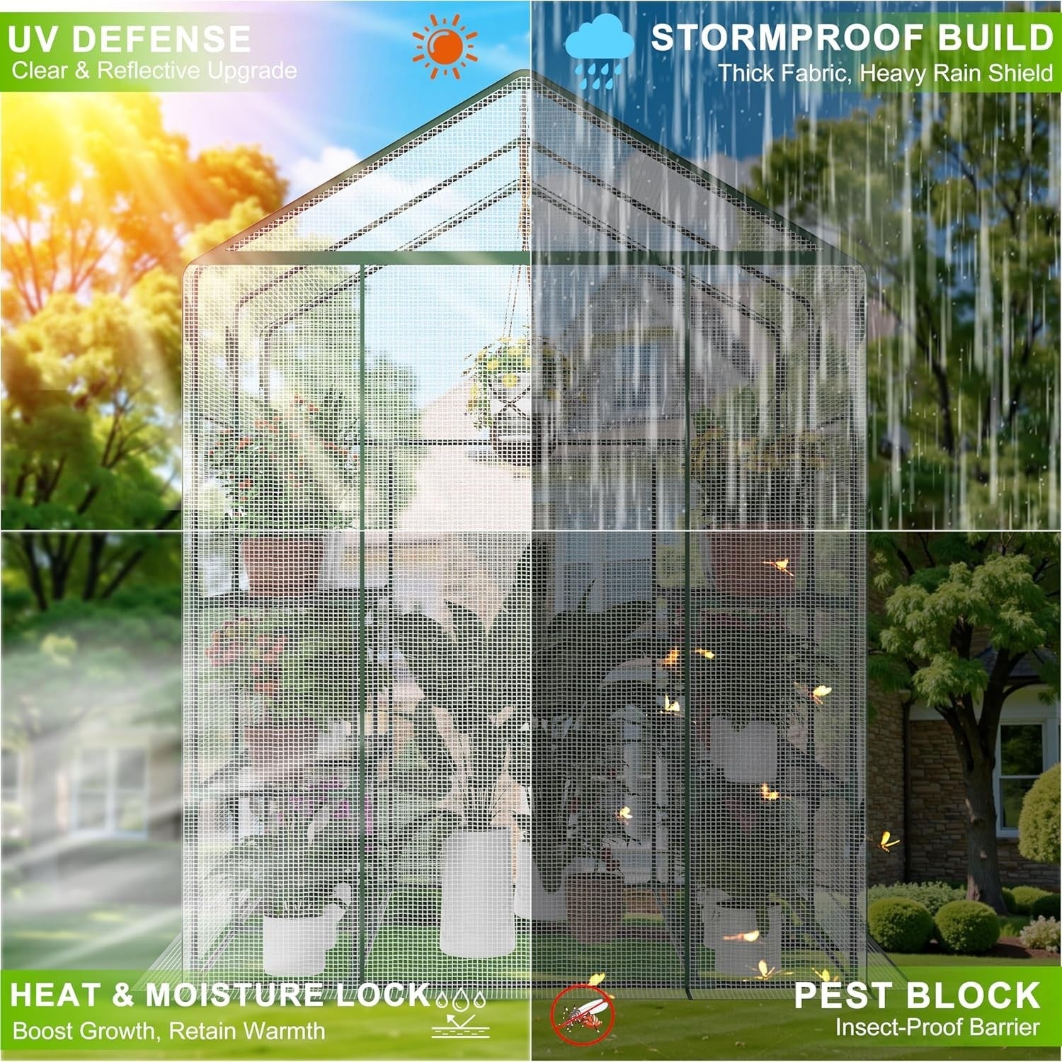 Walk-In Greenhouse 3 Tier 12 Shelves | Heavy Duty UV-Resistant PE Cover