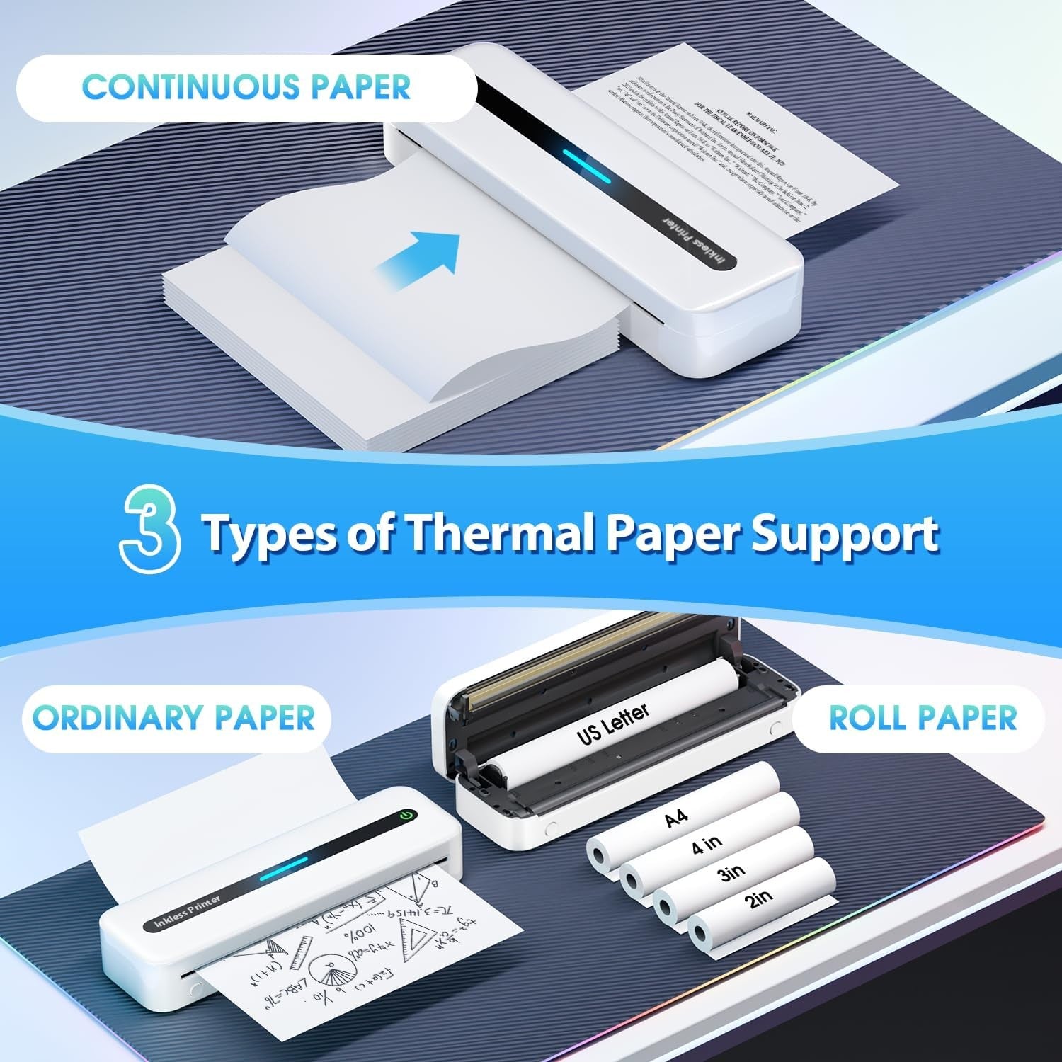 Portable Bluetooth Thermal Printer – A4 Inkless Mobile Printer for Phone