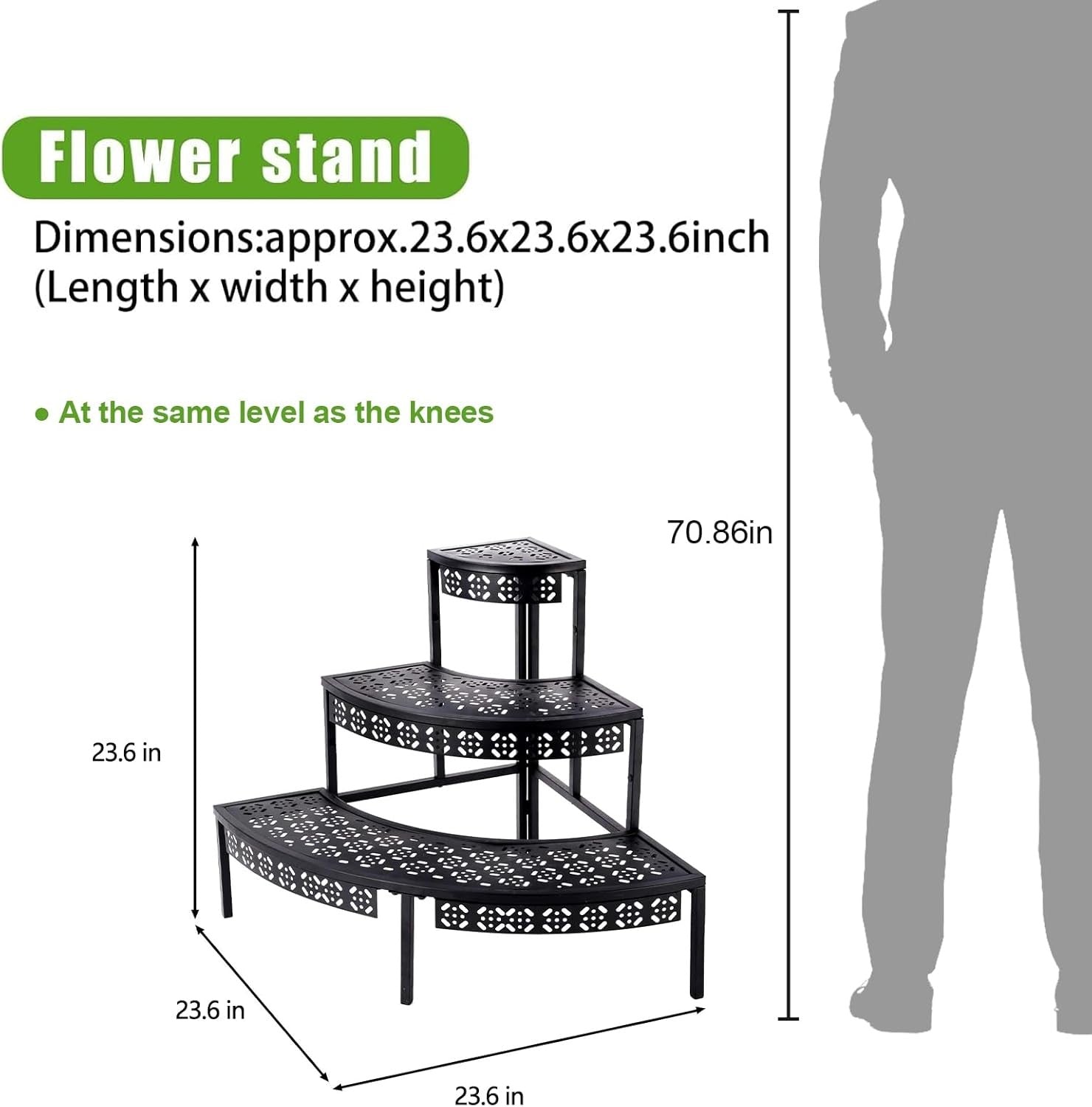 3 Tier Black Metal Plant Stand Indoor Outdoor Corner Flower Pot Display Rack