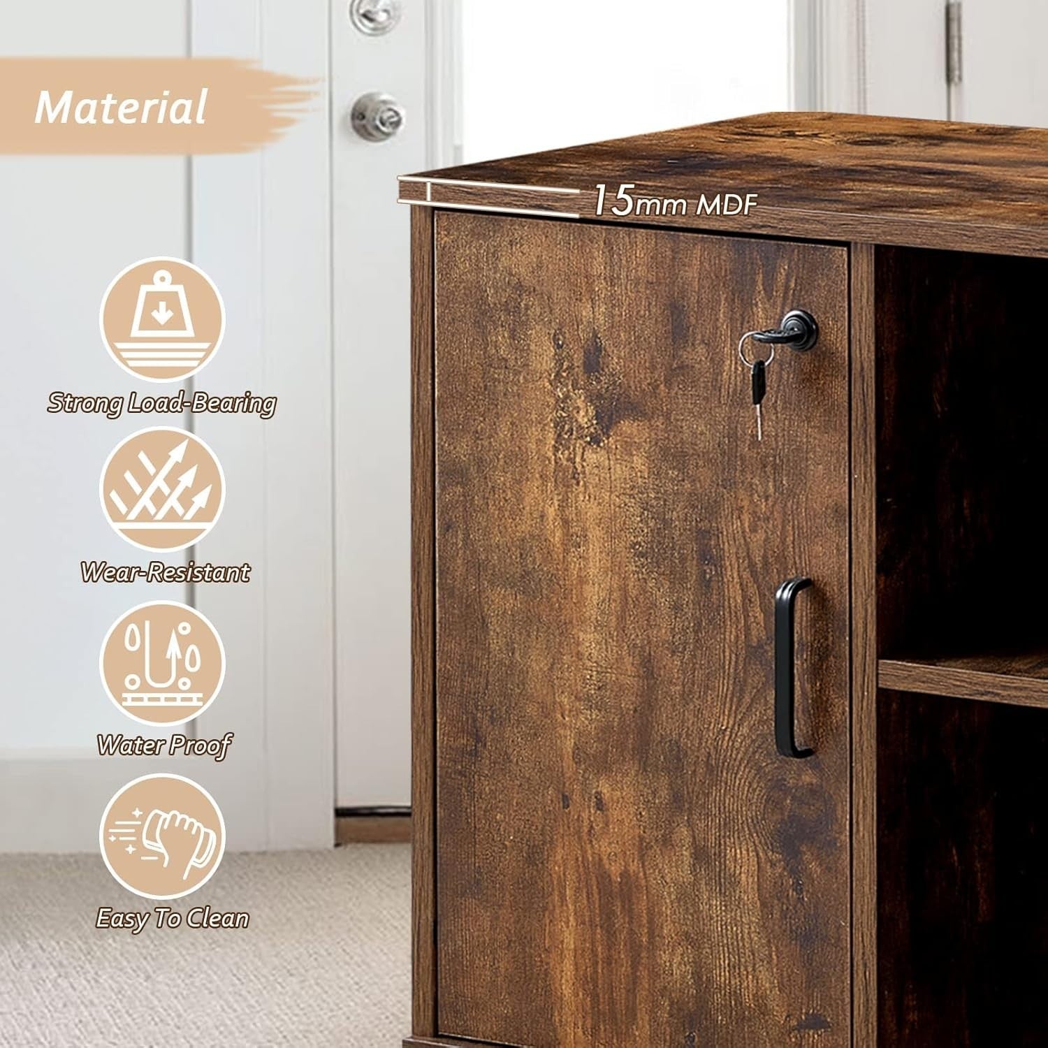 Large Rolling File Cabinet Locking Drawers Printer Stand Open Shelf Storage