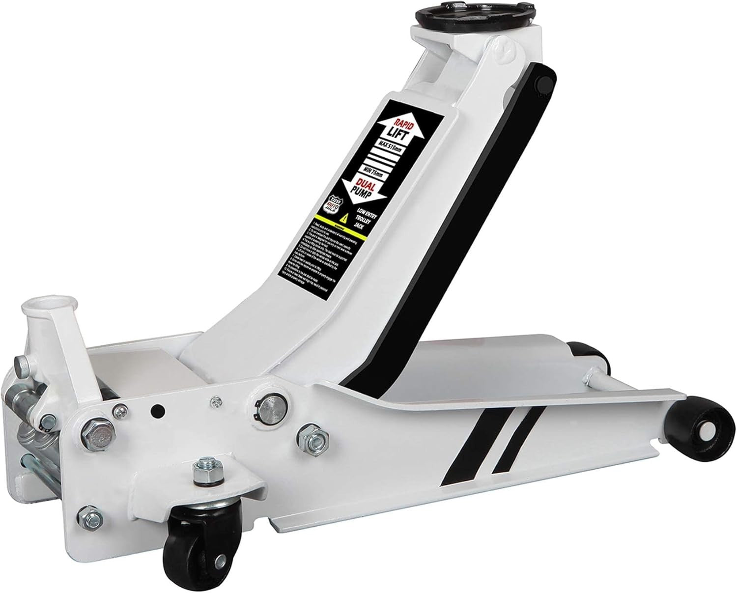 2.5 Ton Ultra Low Profile Trolley Jack 80–515mm Rocket Lift Twin Piston