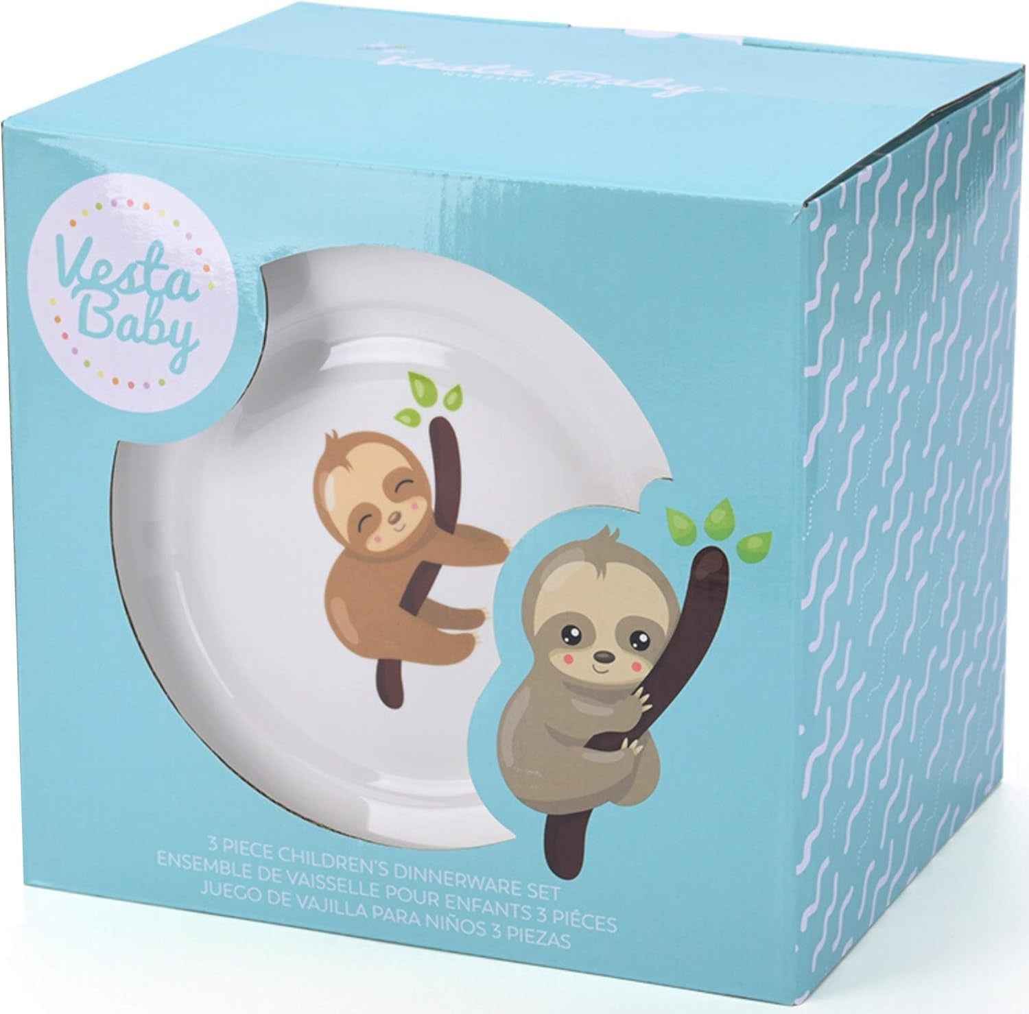 Kids Dinnerware Set 3 Piece Ceramic Plate Bowl Mug Cute Animal Microwave Safe