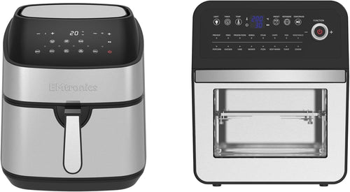 Silver Air Fryer Set 9L Digital + 12L Combi Oven Low Oil Healthy Cooker