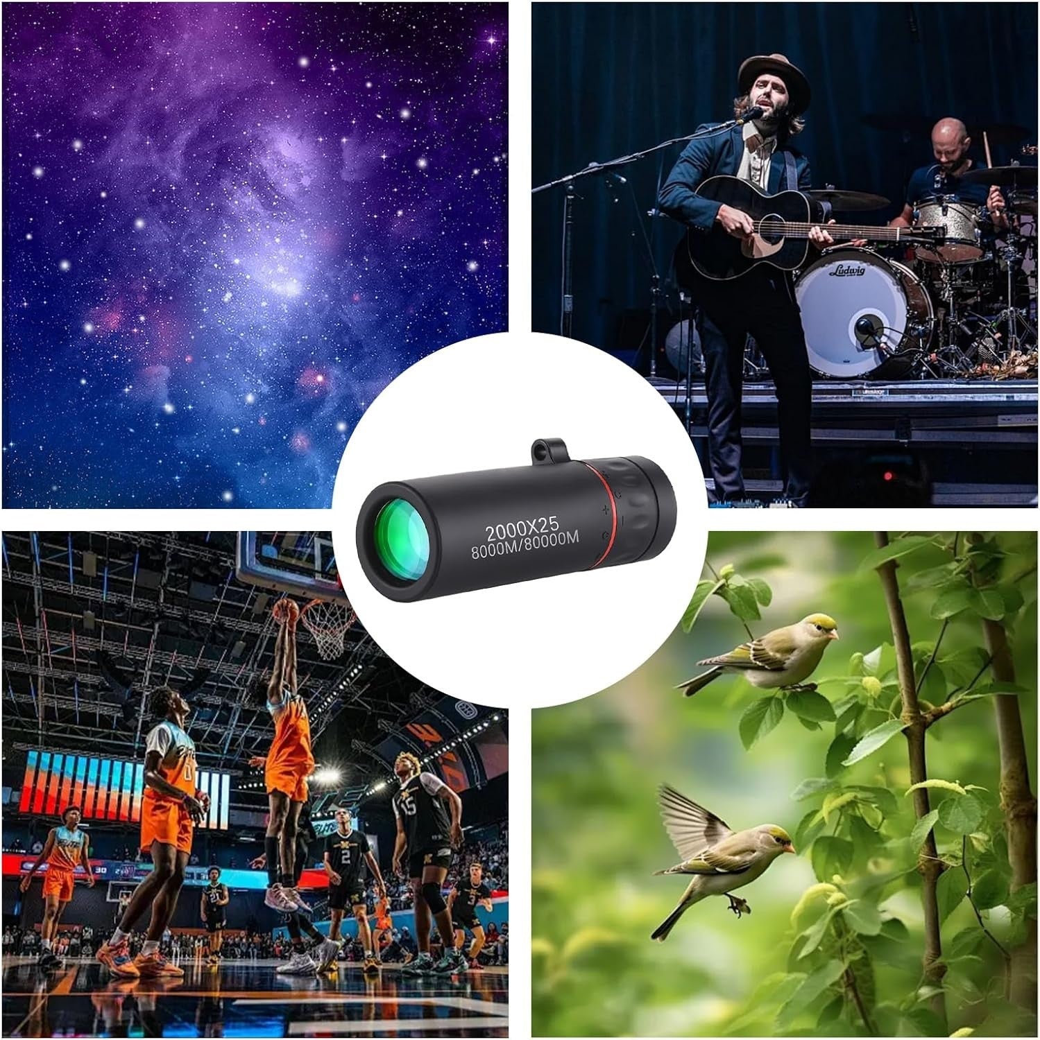 Mini 2000x25 Monocular Telescope Compact HD Pocket Scope for Travel & Sports