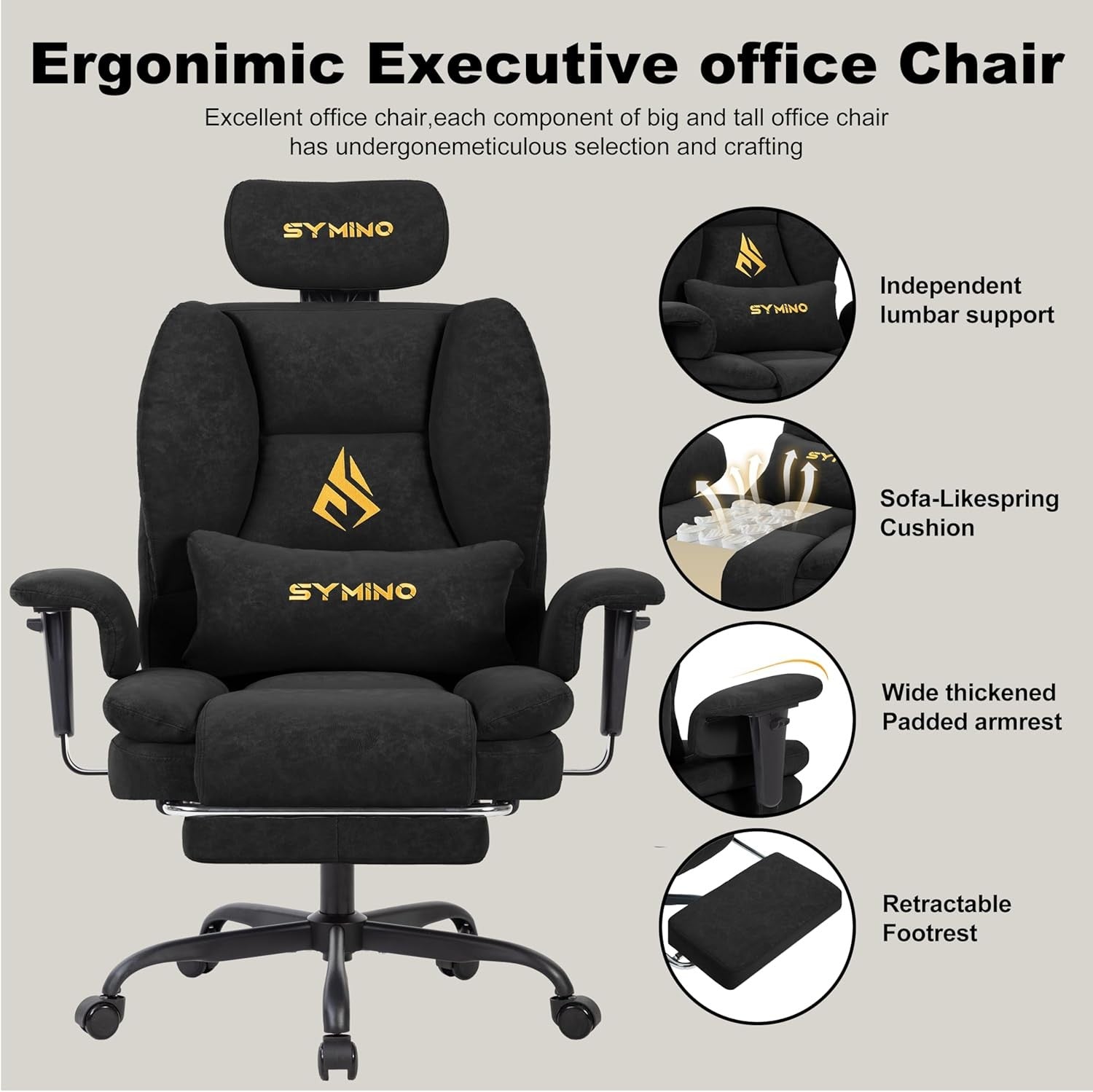 Ergonomic Gaming Chair w/ Footrest Pocket Spring PU Leather