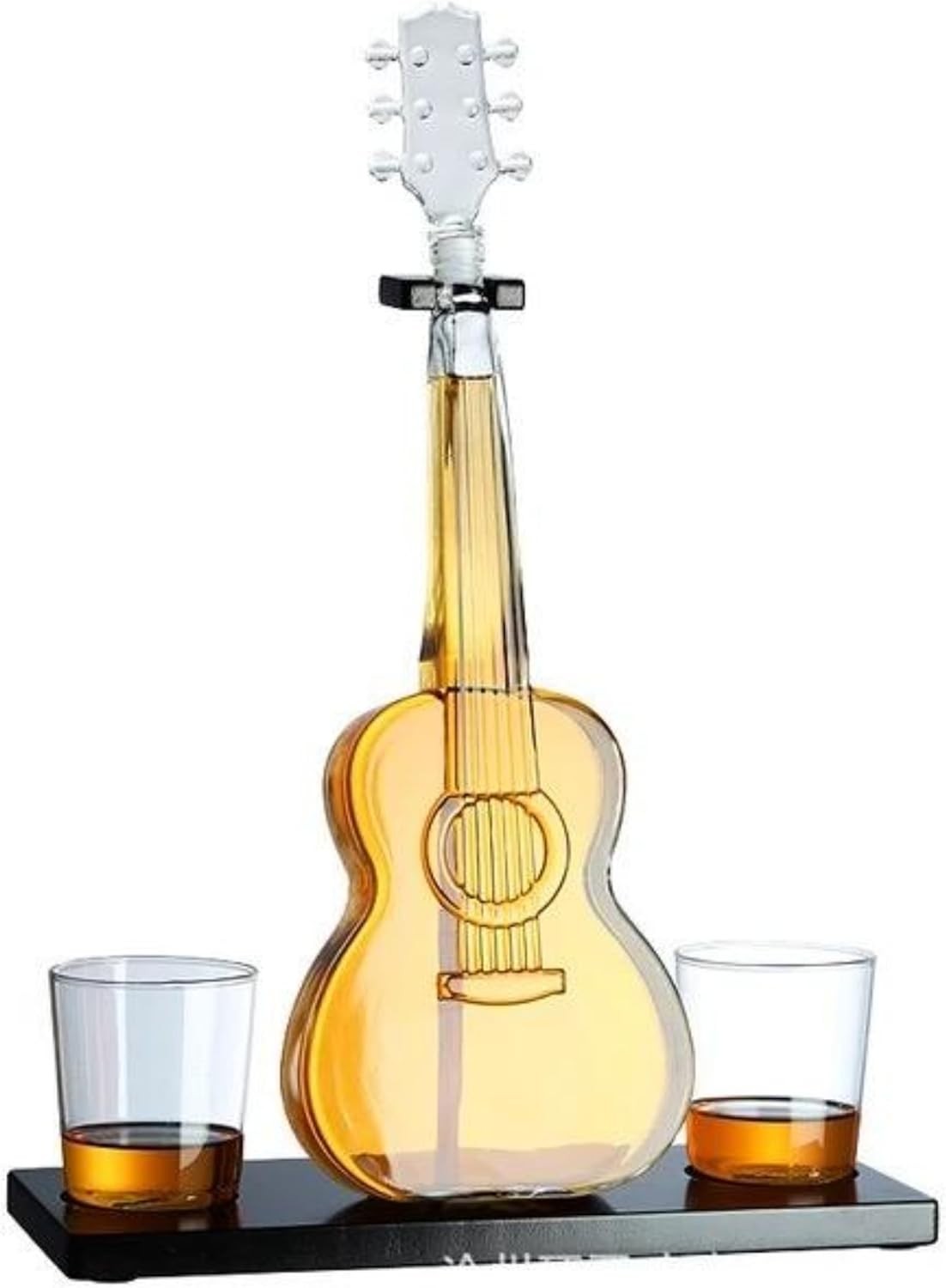 1000ml Violin Whiskey Decanter Set with Mahogany Base Glass Gift for Music Lover